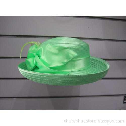 Up Brim Women's Satin Ribbon Dress Church Hats